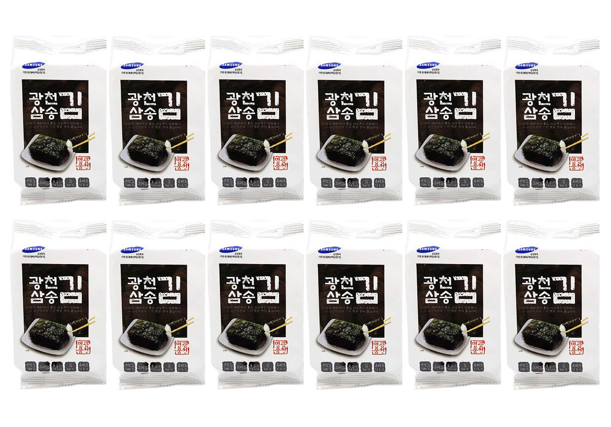 Premium Original Roasted Seasoned Seaweed Thins (12-Pack) - Savory Korean Sushi Nori Laver Snack