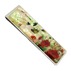 Mother of Pearl Red Money Clip - Peony Flower & Butterfly Wealth Symbol Design