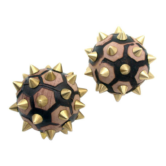Premium Wooden Hand Palm Massage Ball - Bronze Sensory Acupressure Massager for Hands & Feet (Pair)
