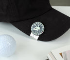 Mother of Pearl Golf Ball Marker Hat Clip Set with Three-legged Crow Design