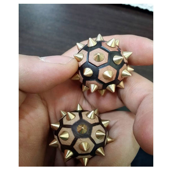 Premium Wooden Hand Palm Massage Ball - Bronze Sensory Acupressure Massager for Hands & Feet (Pair)