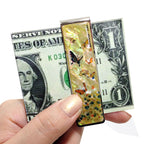 Mother of Pearl Money Clip - Colorful Clover & Butterfly Lucky Cash Clamp