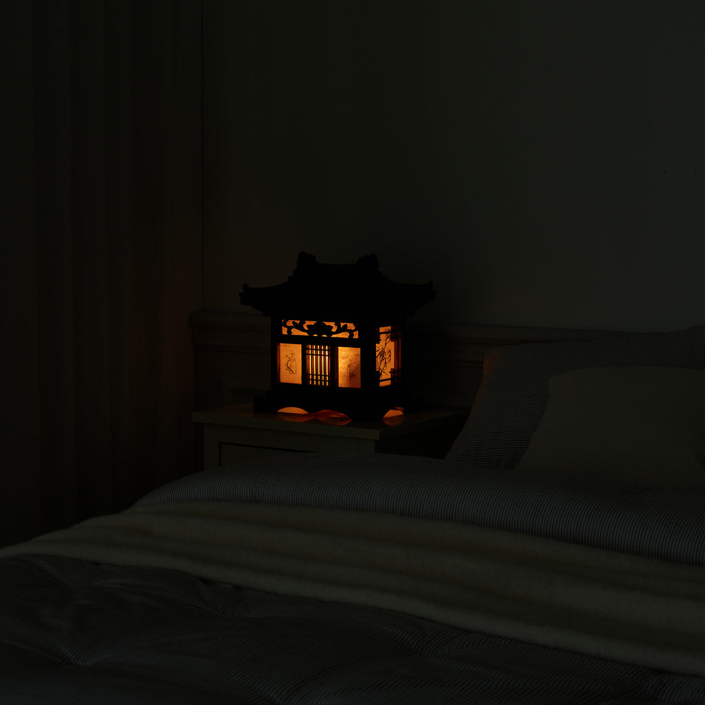 Traditional Korean Wood Lamp - Handmade Bedside Bedroom Accent Light