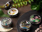 Mother of Pearl Long Life Emblems Pill Box - 3 Compartment Portable Round Vitamin Case
