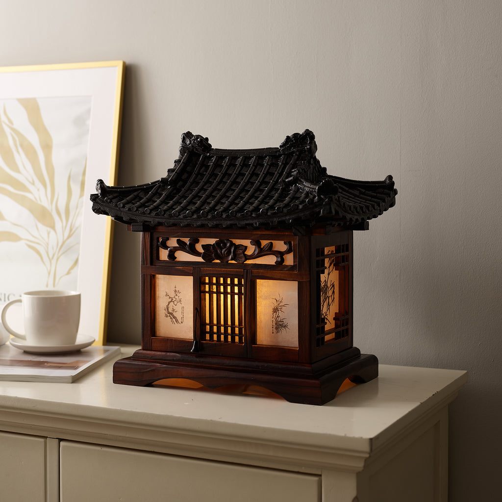 Traditional Korean Wood Lamp - Handmade Bedside Bedroom Accent Light