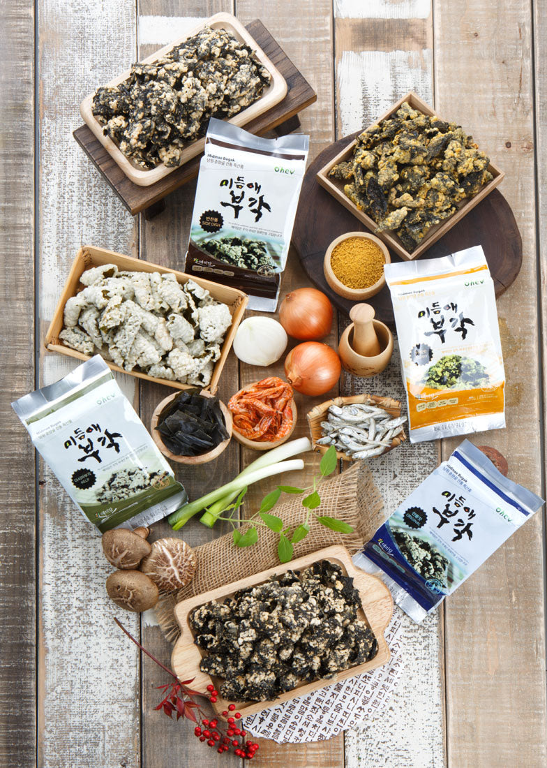 Kelp Seaweed Sweet Rice Crisps (8-Pack) - Savory Korean Kim Bugak Snack