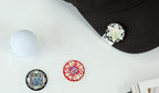 Mother of Pearl Golf Ball Marker and Cap Clip Set with Arabesque Design