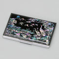 Mother of Pearl Business Card Case - Crane & Pine Tree Design Credit Card Holder