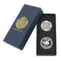 Mother of Pearl Set of 2 Black Golf Ball Marker with Arabesque and Three-legged Crow Design