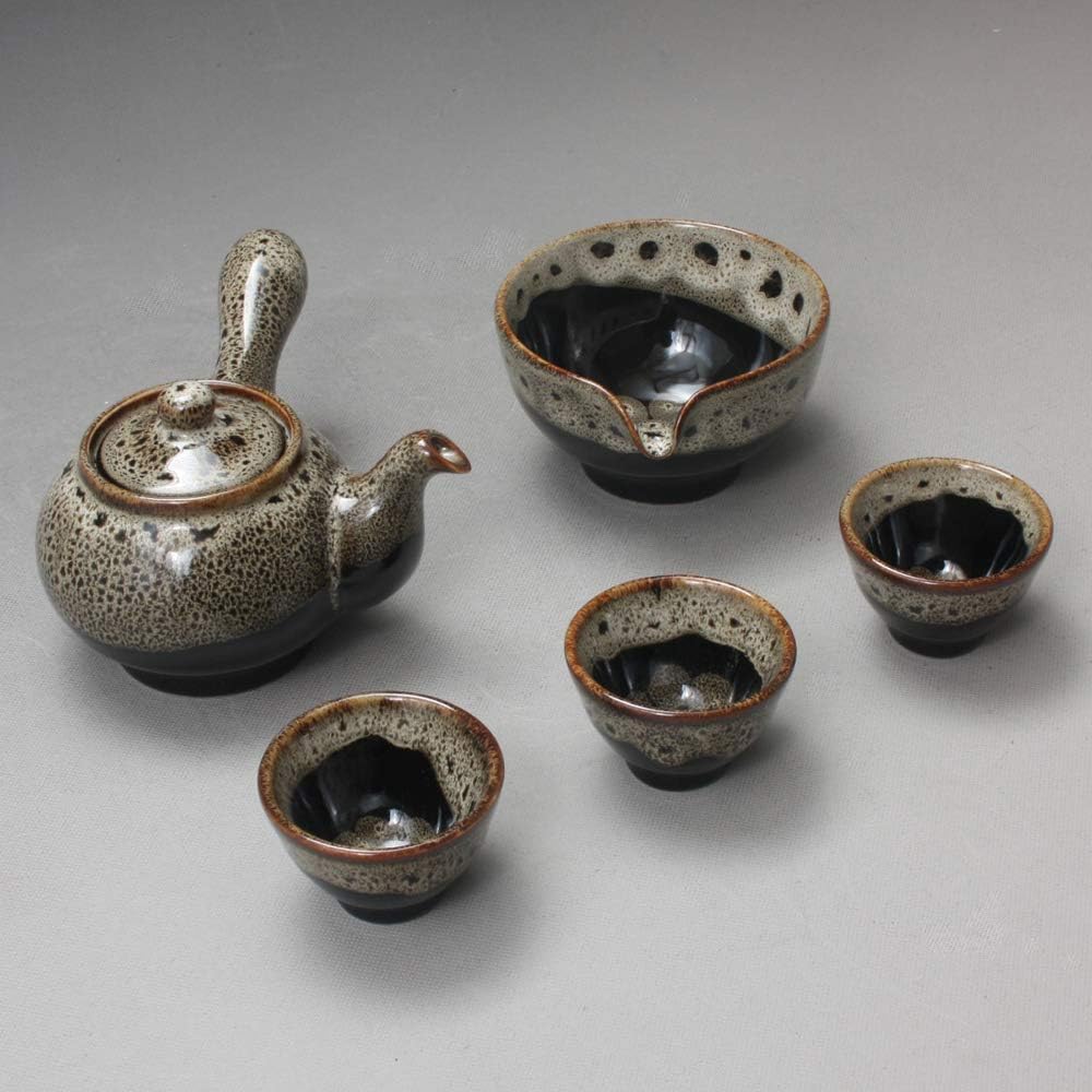 Korean Style 3-Person Tea Set - Buncheong Porcelain Tea Ceremony Service Set