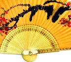 Premium Hand Painted Red Apricot Flower Folding Fan - Yellow Soil Dyed Paper Painting Home Deco
