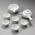 Korean 5-Person White Porcelain Tea Set - Traditional Tea Ceremony Service Set