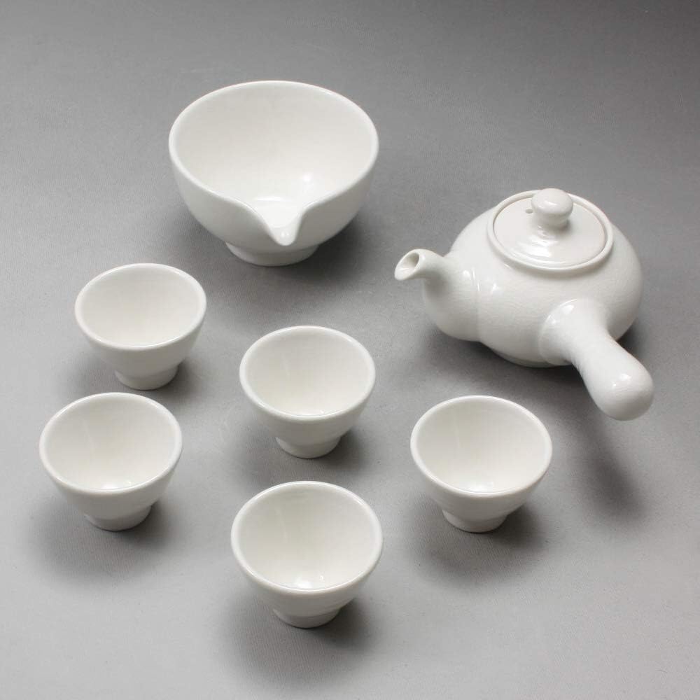Korean 5-Person White Porcelain Tea Set - Traditional Tea Ceremony Service Set