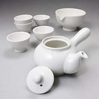Korean 5-Person White Porcelain Tea Set - Traditional Tea Ceremony Service Set