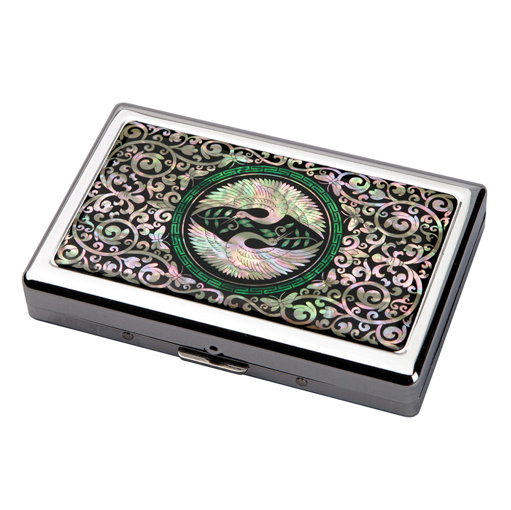 Mother of Pearl Double Bird Cigarette Case for 100S King Size - Credit Card Cash Wallet