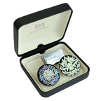 Mother of Pearl Set of 2 Golf Ball Marker Hat Clip Gift Set with Arabesque & Korean Monster Design