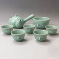 Korean 5-Person Celadon Porcelain Tea Set - Inlaid Crane and Cloud Design