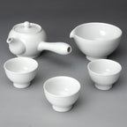 Korean 3-Person White Porcelain Tea Set - Traditional Tea Ceremony Service Set