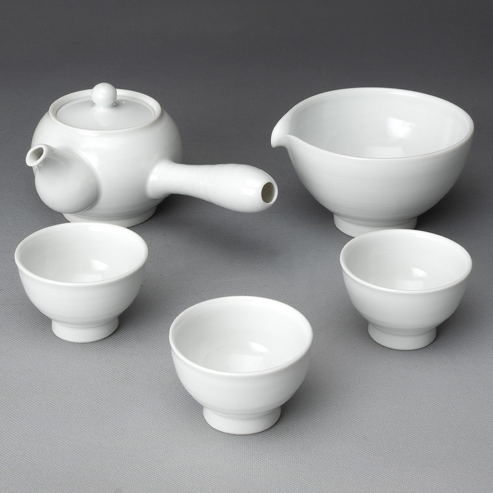 Korean 3-Person White Porcelain Tea Set - Traditional Tea Ceremony Service Set