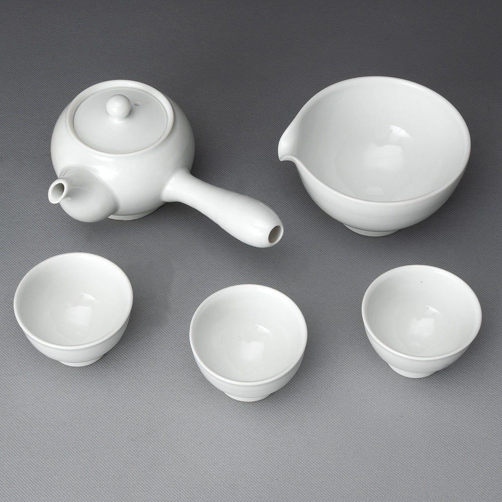 Korean 3-Person White Porcelain Tea Set - Traditional Tea Ceremony Service Set