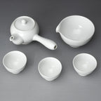 Korean 3-Person White Porcelain Tea Set - Traditional Tea Ceremony Service Set