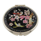 Mother of Pearl Pink Flower Business Card Case Compact Mirror Gift Set