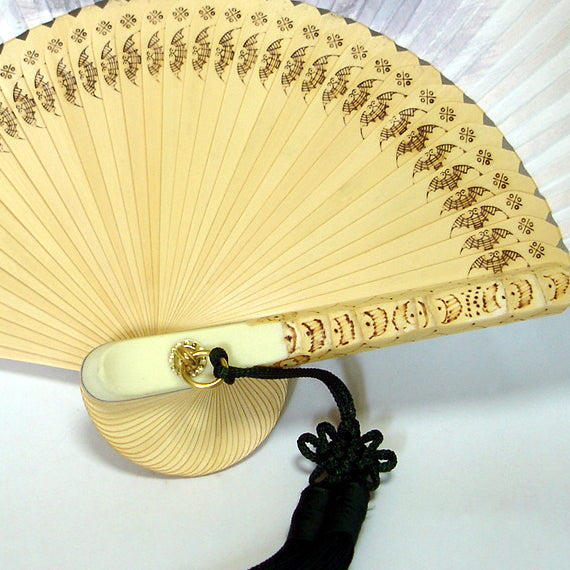 Premium Hand Painted Red Apricot Flower Folding Fan - Yellow Soil Dyed Paper Painting Home Deco