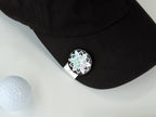 Mother of Pearl Golf Ball Marker Cap Clip Set with Lotus Flower Design