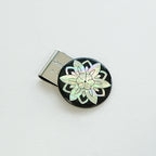 Mother of Pearl Golf Ball Marker Cap Clip Set with Lotus Flower Design