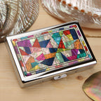 Mother of Pearl Patchwork Cigarette Case for 100S King Size - Credit Card Cash Wallet