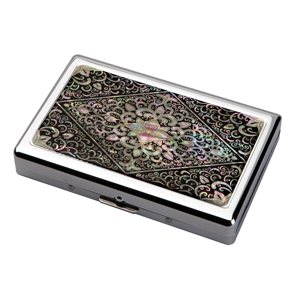 Mother of Pearl Arabesque Cigarette Case for 100S King Size - Credit Card Cash Wallet