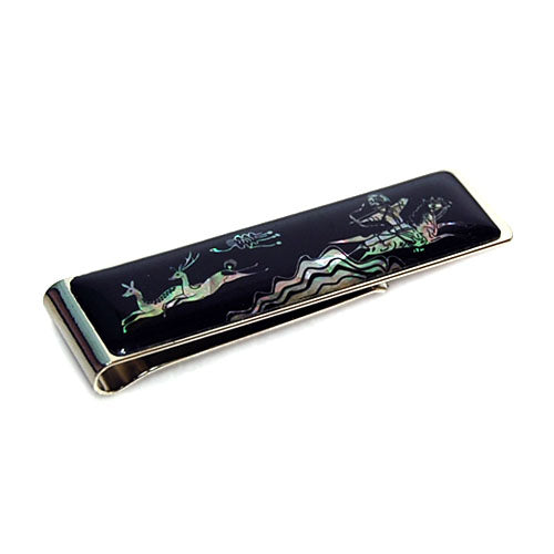 Mother of Pearl Money Clip - Goguryeo Hunting Scene Ancient Warrior Design