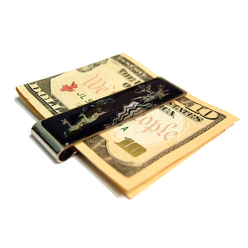 Mother of Pearl Money Clip - Goguryeo Hunting Scene Ancient Warrior Design