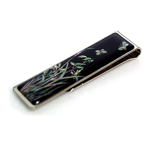 Mother of Pearl Money Clip - Orchid Design