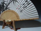 Premium Hand Painted Bamboo Painting Folding Fan - White Paper Home Deco