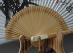 Premium Hand Painted Bamboo Painting Folding Fan - White Paper Home Deco