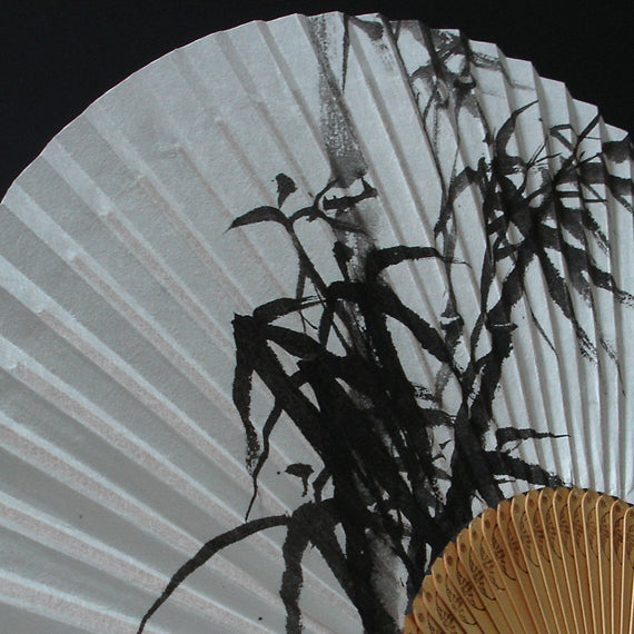 Premium Hand Painted Bamboo Painting Folding Fan - White Paper Home Deco