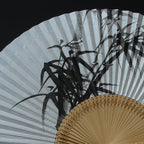 Premium Hand Painted Bamboo Painting Folding Fan - White Paper Home Deco