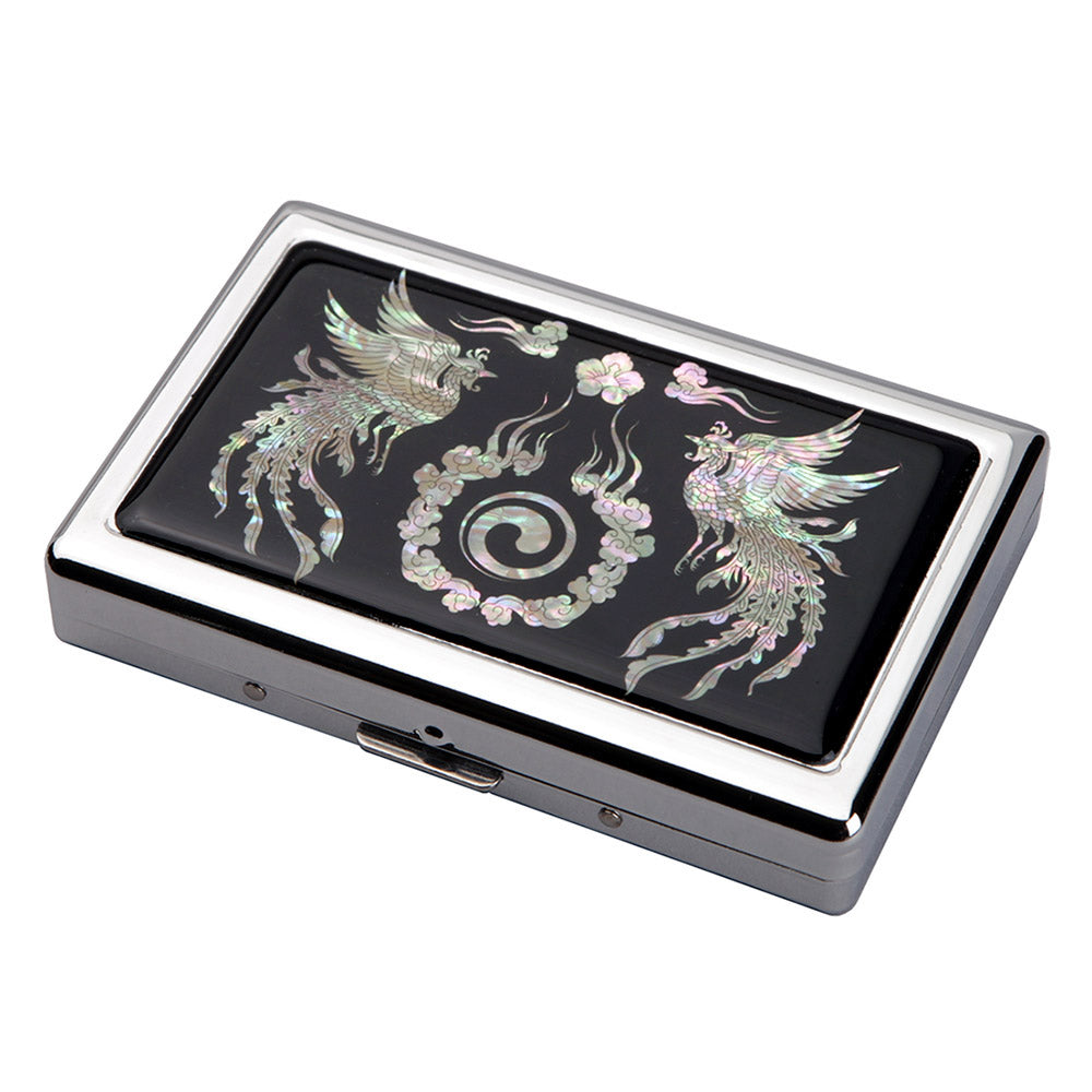 Mother of Pearl Phoenix Cigarette Case for 100S King Size - Credit Card Cash Wallet
