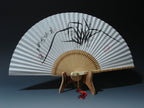 Premium Hand Painted Orchid Folding Fan - Korean Mulberry Paper Home Deco