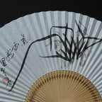 Premium Hand Painted Orchid Folding Fan - Korean Mulberry Paper Home Deco