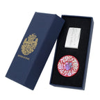 Mother of Pearl Red Golf Ball Marker Hat Clip Set with Chrysanthemum Design