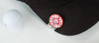 Mother of Pearl Set of 2 Red Golf Ball Marker Hat Clip Gift Set with Butterfly and Chrysanthemum Design