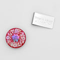 Mother of Pearl Red Golf Ball Marker Hat Clip Set with Chrysanthemum Design