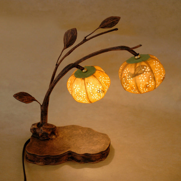 Paper Ball Orange Shade Bedside Lamp - Decorative Table Home Accent Light