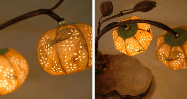 Paper Ball Orange Shade Bedside Lamp - Decorative Table Home Accent Light