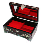 Mother of Pearl Art Wood Lacquer Red Treasure Chest Jewelry Keepsake Trinket Box