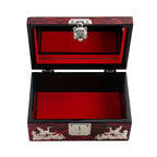 Mother of Pearl Red Travel Wood Jewelry Keepsake Trinket Small Chest Box Case