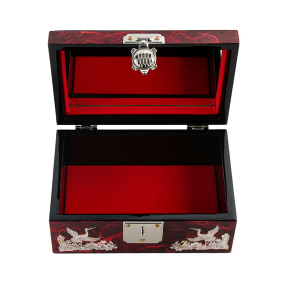 Mother of Pearl Red Travel Wood Jewelry Keepsake Trinket Small Chest Box Case