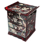 Mother of Pearl Red Wood Jewelry Ring Box Decorative Trinket Chest Case